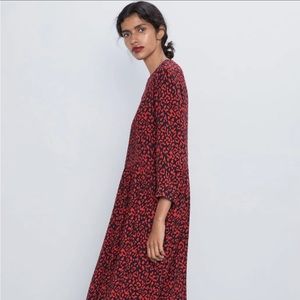 Blogger Influencer Zara Long Maxi Red Black Leopard Dress